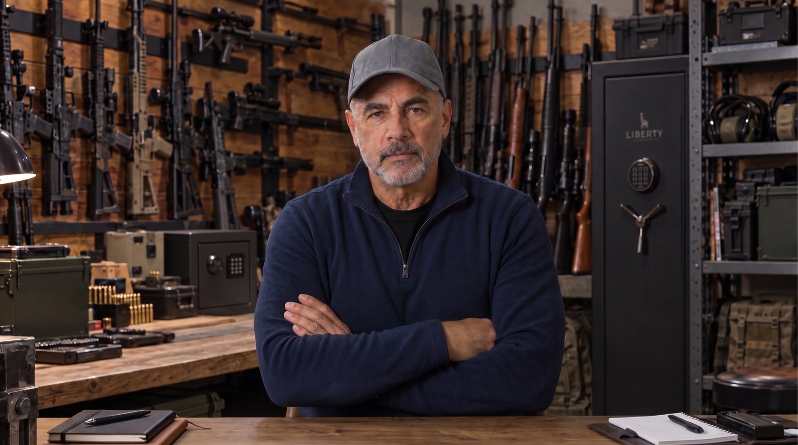 Héctor Rivas en su sala de armas